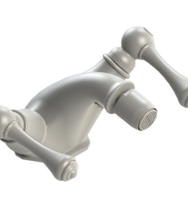 Rubinet 6AFML Single Hole Dual Handle Bidet Fitting (Less Drain)