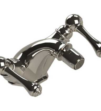 Rubinet 6AFML Single Hole Dual Handle Bidet Fitting (Less Drain)