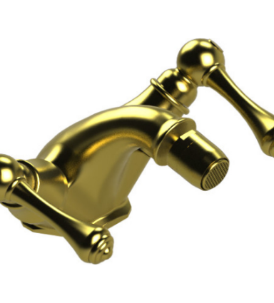 Rubinet 6AFML Single Hole Dual Handle Bidet Fitting (Less Drain)