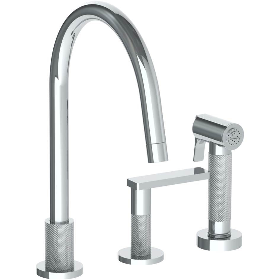Watermark 70-7.1.3GA-RNK8 Rainey Deck Mounted 3 Hole Gooseneck Kitchen Set - Includes Side Spray