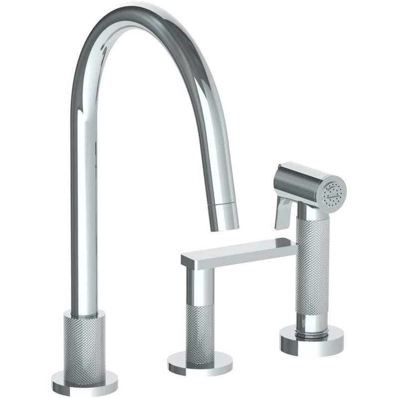 Watermark 70-7.1.3GA-RNK8 Rainey Deck Mounted 3 Hole Gooseneck Kitchen Set - Includes Side Spray