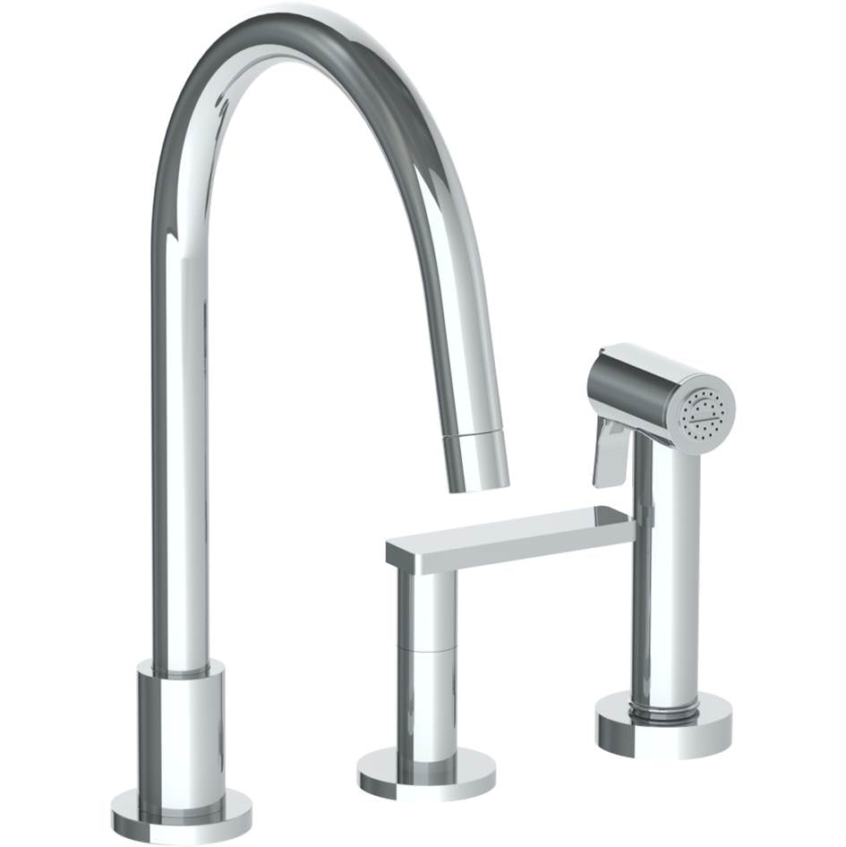 Watermark 70-7.1.3GA-RNS4 Rainey Deck Mounted 3 Hole Gooseneck Kitchen Set - Includes Side Spray