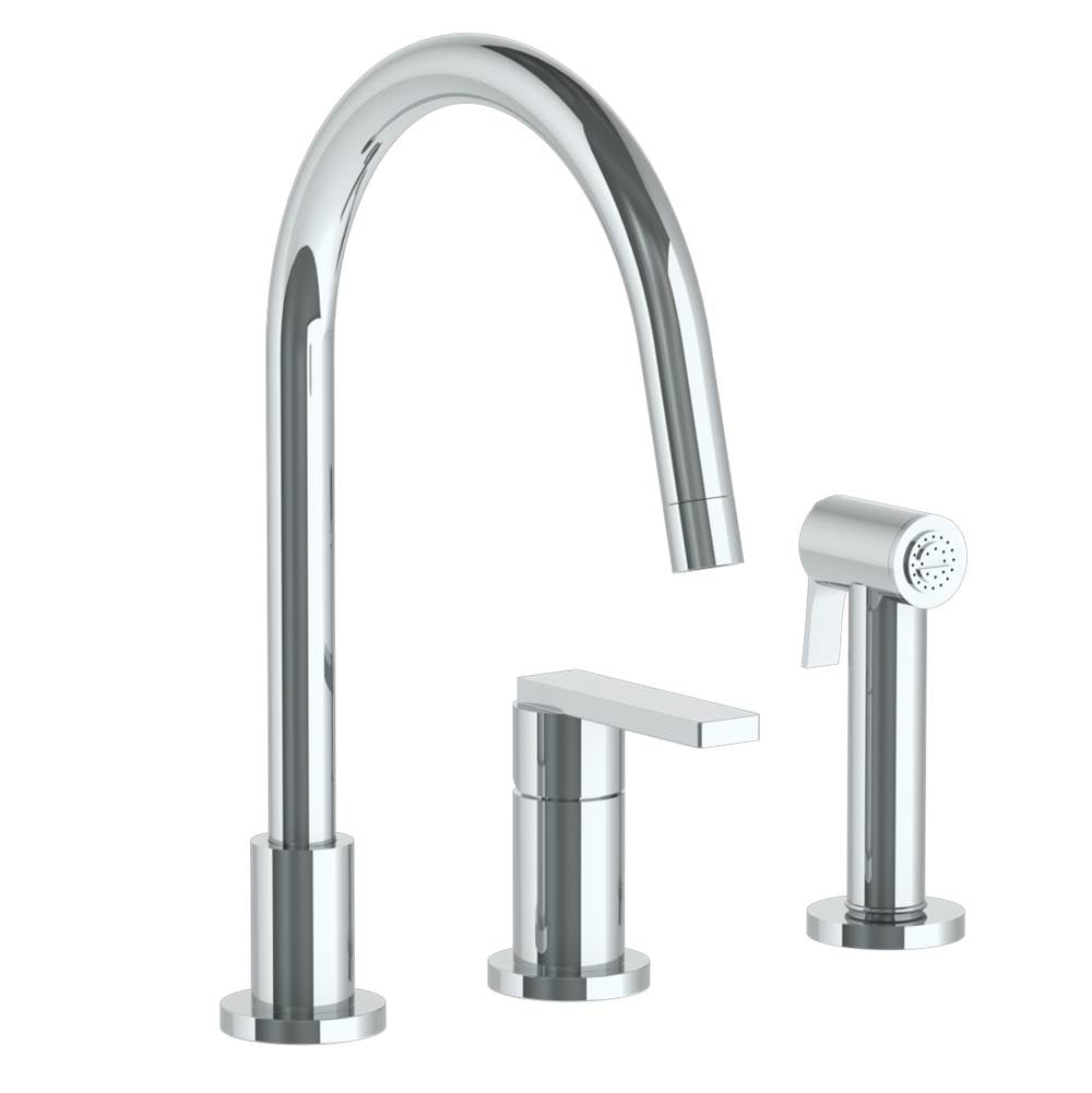 Watermark 70-7.1.3GA-RNS4V Deck Mounted 3 Hole Gooseneck Kitchen Set - Includes Side Spray - Parent