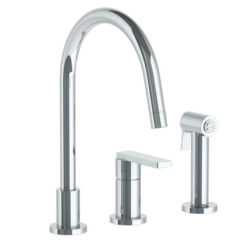 Watermark 70-7.1.3GA-RNS4V Deck Mounted 3 Hole Gooseneck Kitchen Set - Includes Side Spray - Parent