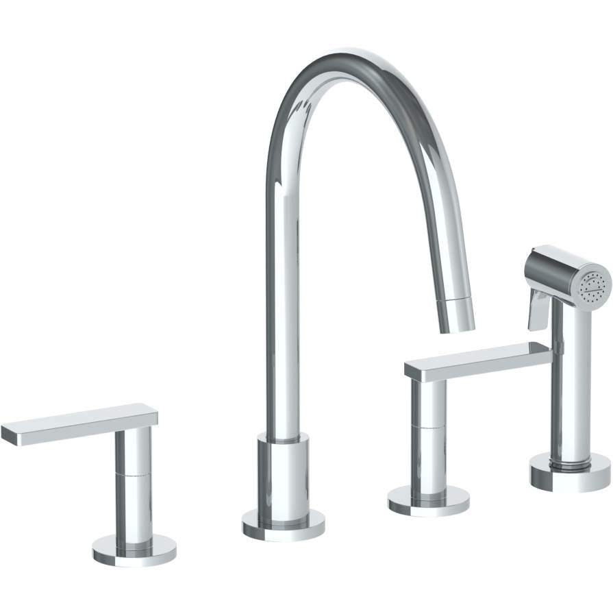 Watermark 70-7.1G-RNS4 Rainey Deck Mounted 4 Hole Gooseneck Kitchen Set - Includes Side Spray