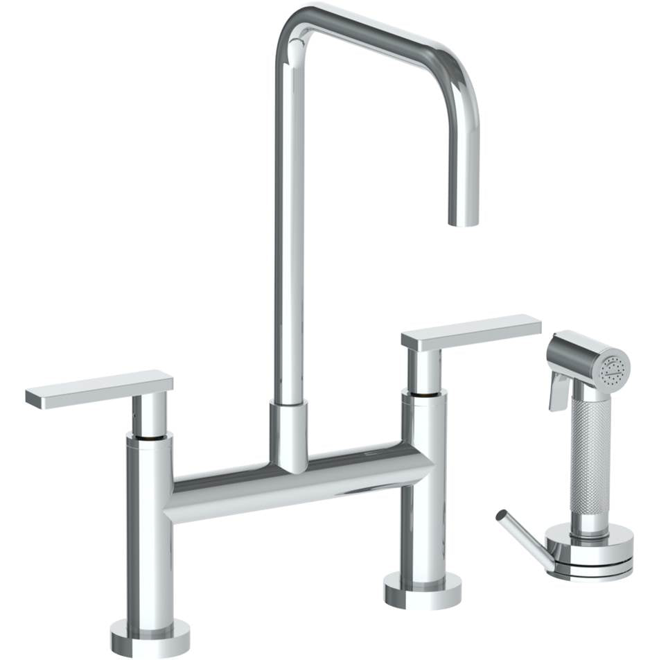 Watermark 70-7.65-RNK8 Rainey Deck Mounted Bridge Square Top Kitchen Faucet With Independent Side Spray