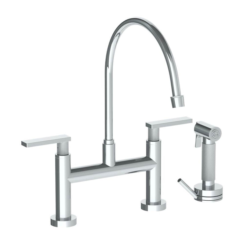 Watermark 70-7.65EG-RNK8 Deck Mounted Bridge Extended Gooseneck Kitchen Faucet With Independent Side Spray - Parent