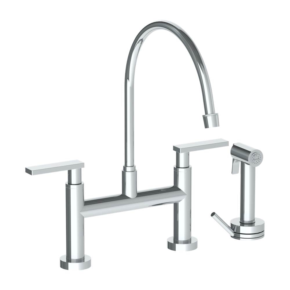Watermark 70-7.65EG-RNS4 Deck Mounted Bridge Extended Gooseneck Kitchen Faucet With Independent Side Spray - Parent