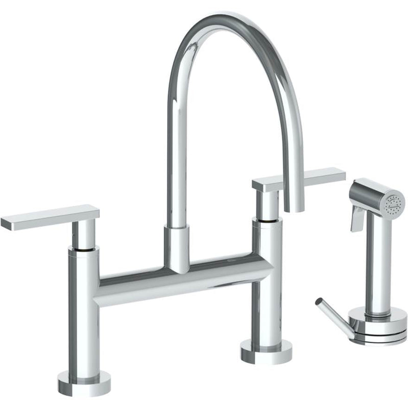 Watermark 70-7.65G-RNS4 Rainey Deck Mounted Bridge Gooseneck Kitchen Faucet With Independent Side Spray