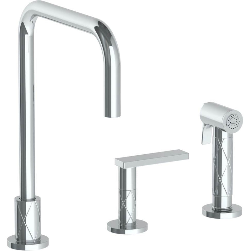 Watermark 71-7.1.3A-LLD4 Lily Deck Mounted 3 Hole Square Top Kitchen Set - Includes Side Spray