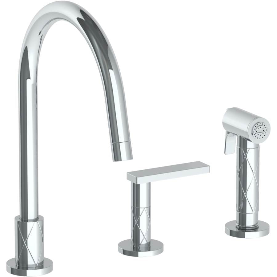 Watermark 71-7.1.3GA-LLD4 Lily Deck Mounted 3 Hole Gooseneck Kitchen Set - Includes Side Spray