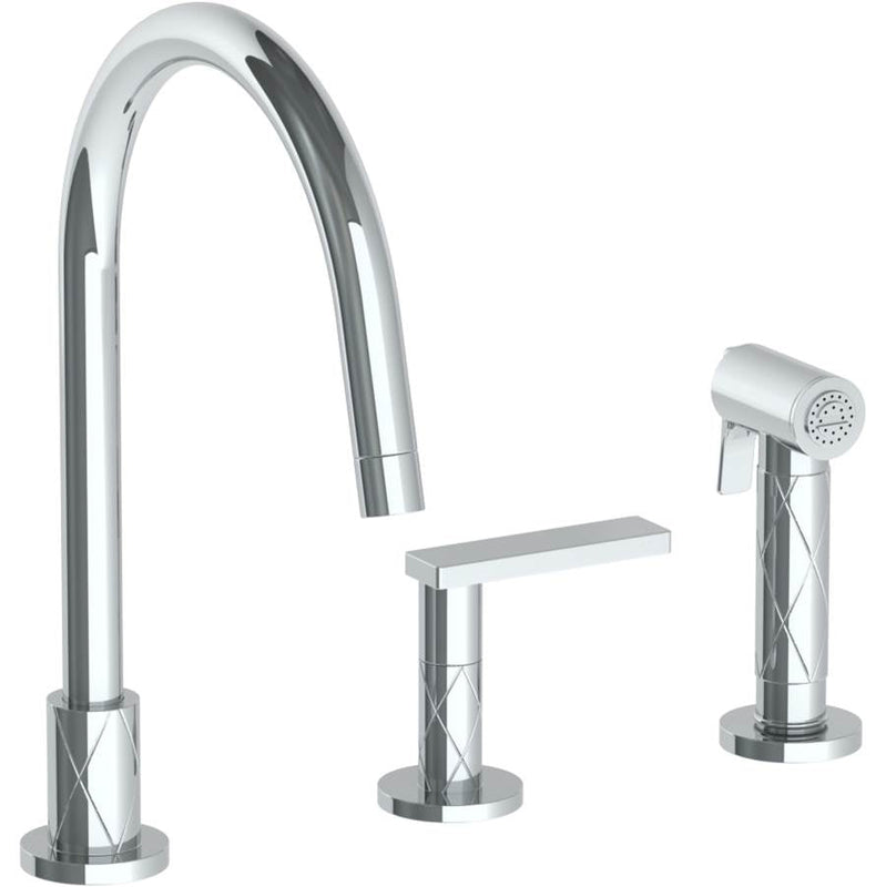 Watermark 71-7.1.3GA-LLD4 Lily Deck Mounted 3 Hole Gooseneck Kitchen Set - Includes Side Spray