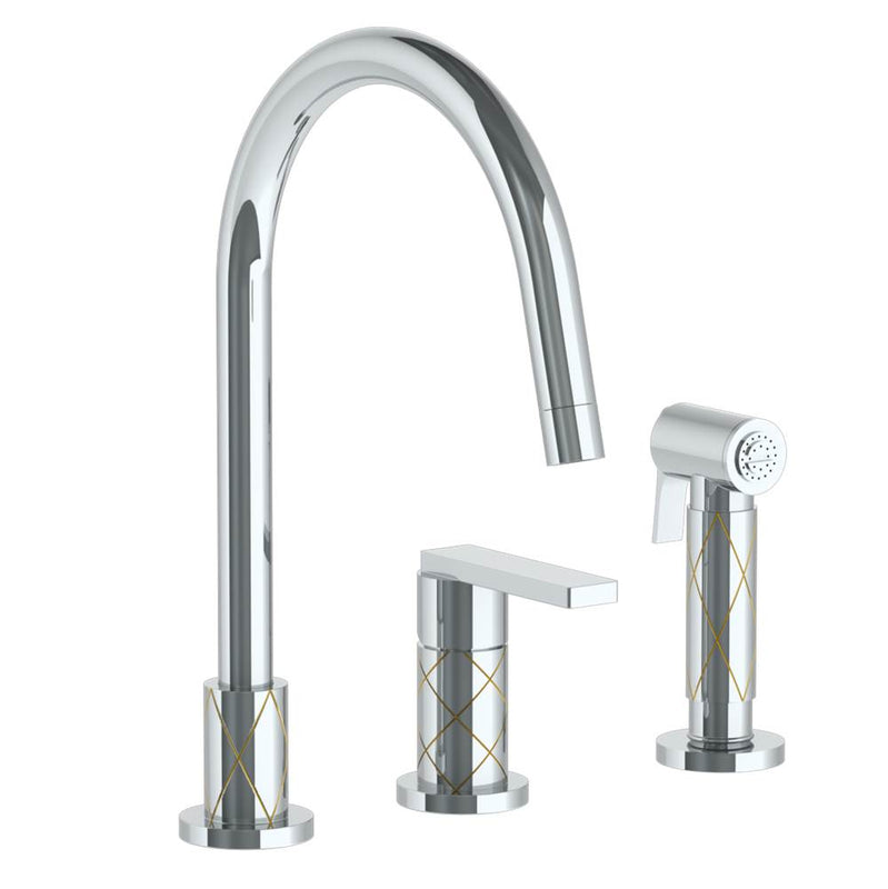 Watermark 71-7.1.3GA-LLD4V Deck Mounted 3 Hole Gooseneck Kitchen Set - Includes Side Spray - Parent