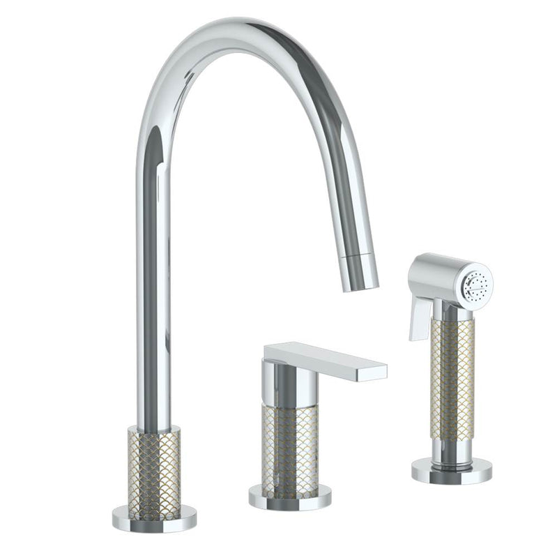 Watermark 71-7.1.3GA-LLO6V Deck Mounted 3 Hole Gooseneck Kitchen Set - Includes Side Spray - Parent
