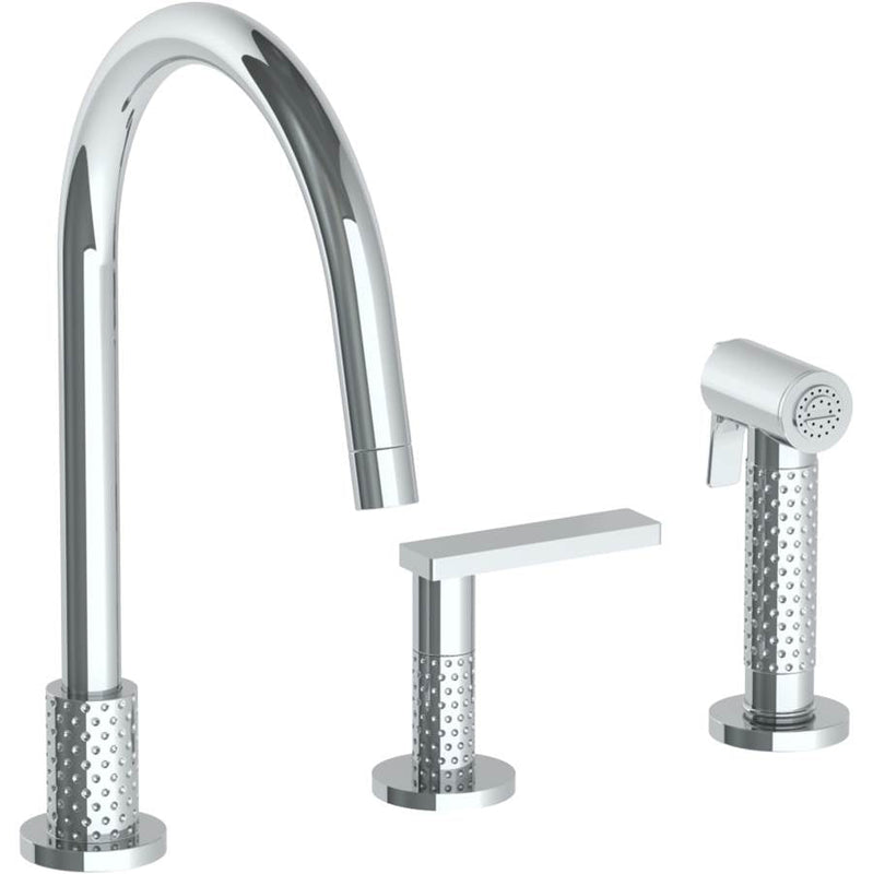 Watermark 71-7.1.3GA-LLP5 Lily Deck Mounted 3 Hole Gooseneck Kitchen Set - Includes Side Spray