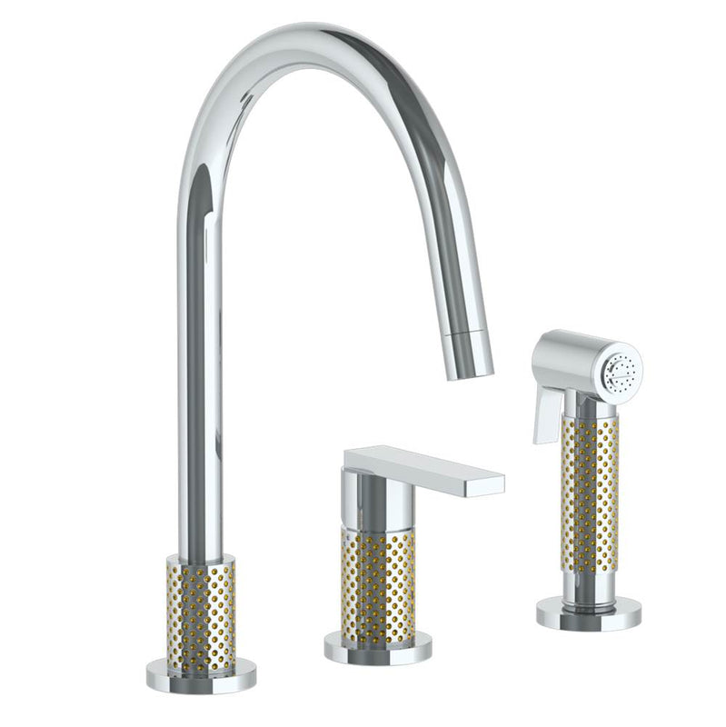 Watermark 71-7.1.3GA-LLP5V Deck Mounted 3 Hole Gooseneck Kitchen Set - Includes Side Spray - Parent
