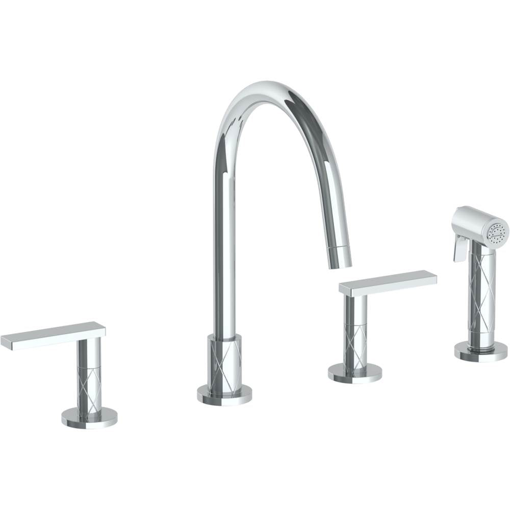 Watermark 71-7.1G-LLD4 Lily Deck Mounted 4 Hole Gooseneck Kitchen Set - Includes Side Spray
