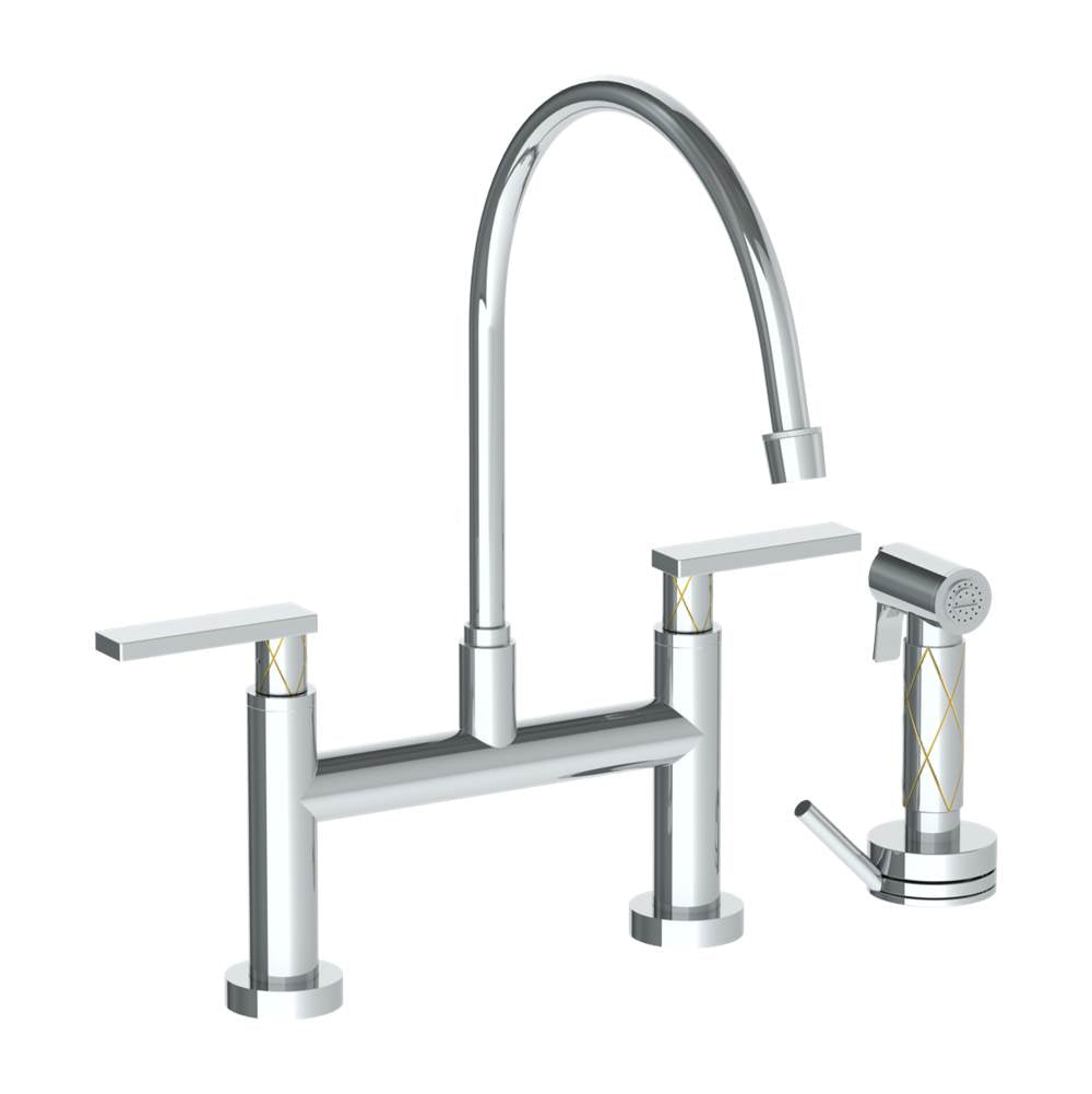 Watermark 71-7.65EG-LLD4 Deck Mounted Bridge Extended Gooseneck Kitchen Faucet With Independent Side Spray - Parent