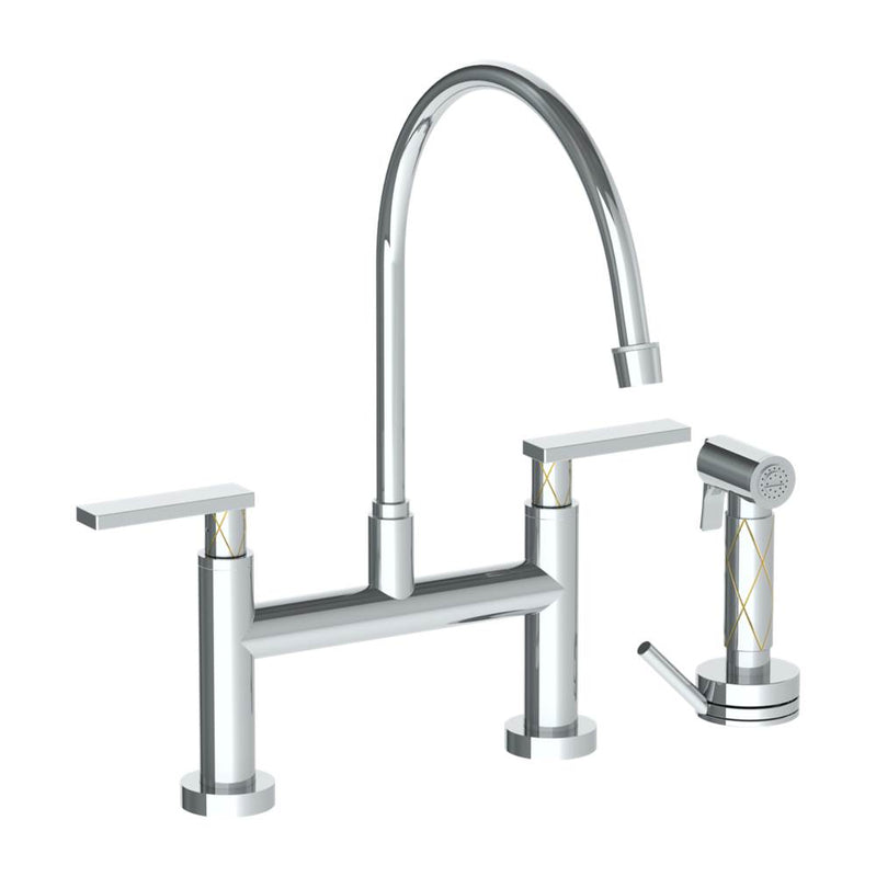 Watermark 71-7.65EG-LLD4 Deck Mounted Bridge Extended Gooseneck Kitchen Faucet With Independent Side Spray - Parent