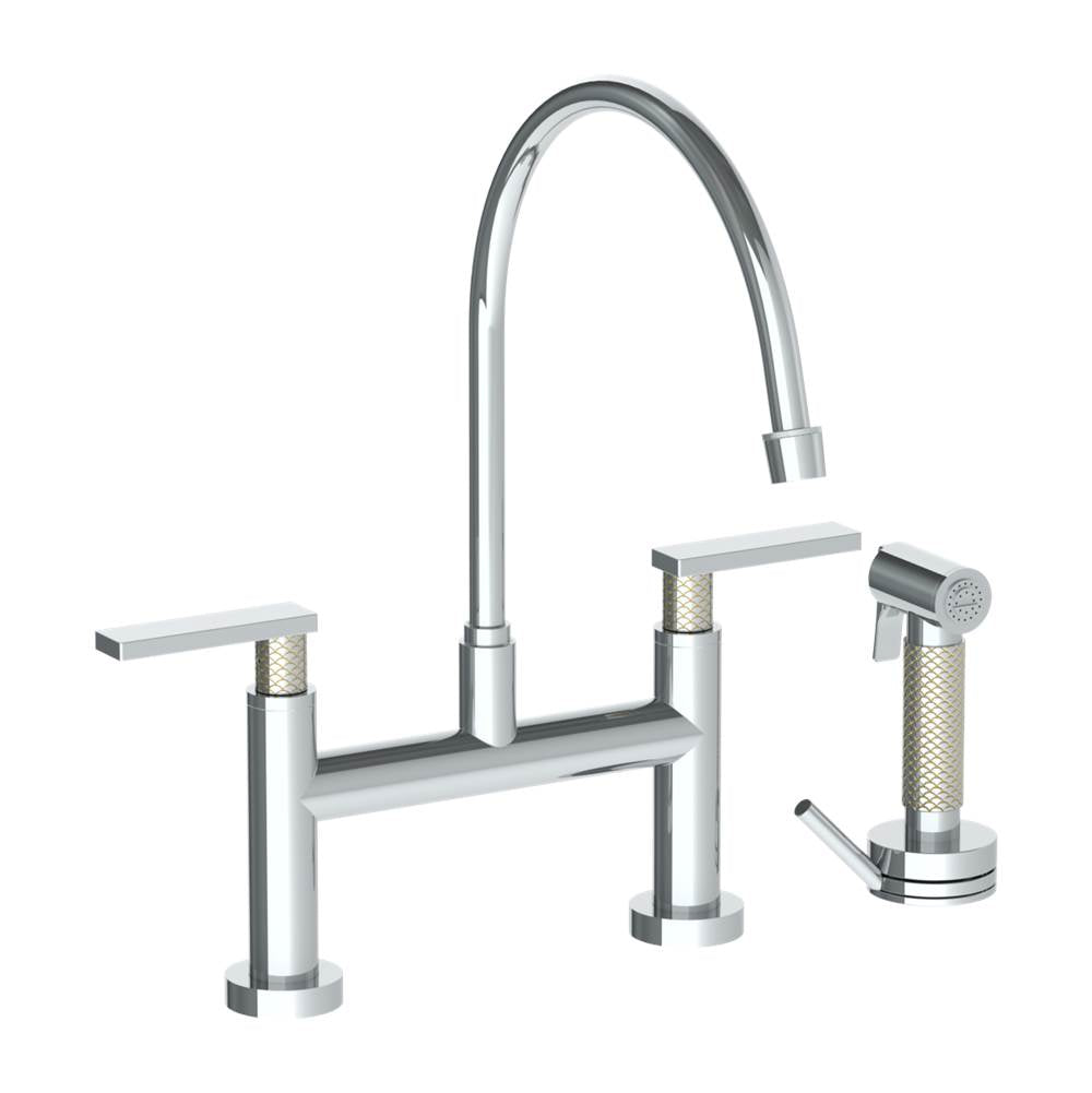 Watermark 71-7.65EG-LLO6 Deck Mounted Bridge Extended Gooseneck Kitchen Faucet With Independent Side Spray - Parent