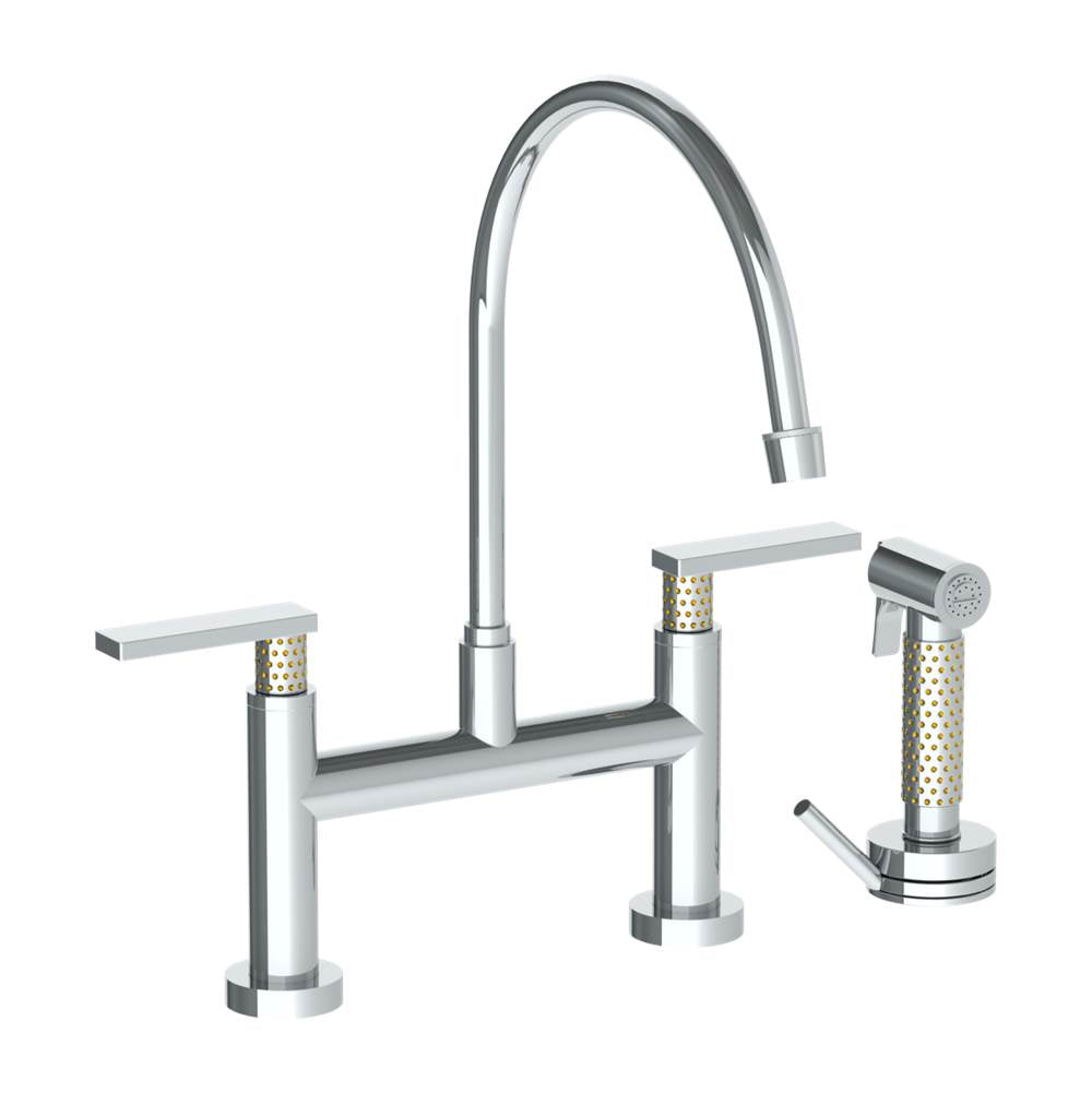 Watermark 71-7.65EG-LLP5 Deck Mounted Bridge Extended Gooseneck Kitchen Faucet With Independent Side Spray - Parent