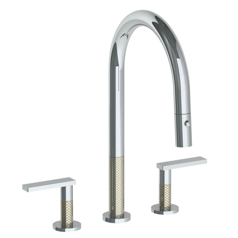 Watermark 71-7PG2-LLO6 Deck Mounted 3 Hole Gooseneck Kitchen Faucet With Pull Down Spray - Parent