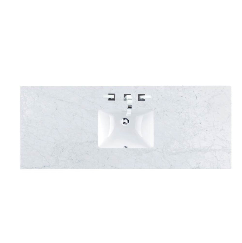 James Martin 090-S60S-CAR-SNK 60" Single 3 CM Top, Carrara White With Sink