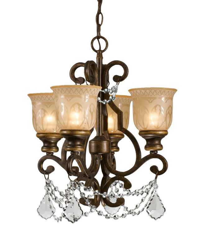 Crystorama 7504-BU-CL-MWP Norwalk 4 Light Clear Crystal Mini Chandelier - Bronze Umber