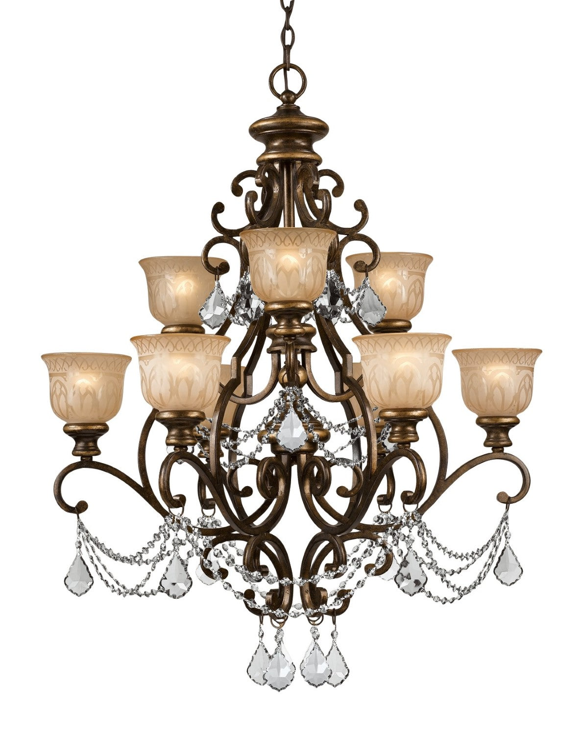 Crystorama 7509-BU-CL-MWP Norwalk 9 Light Clear Crystal Chandelier - Bronze Umber
