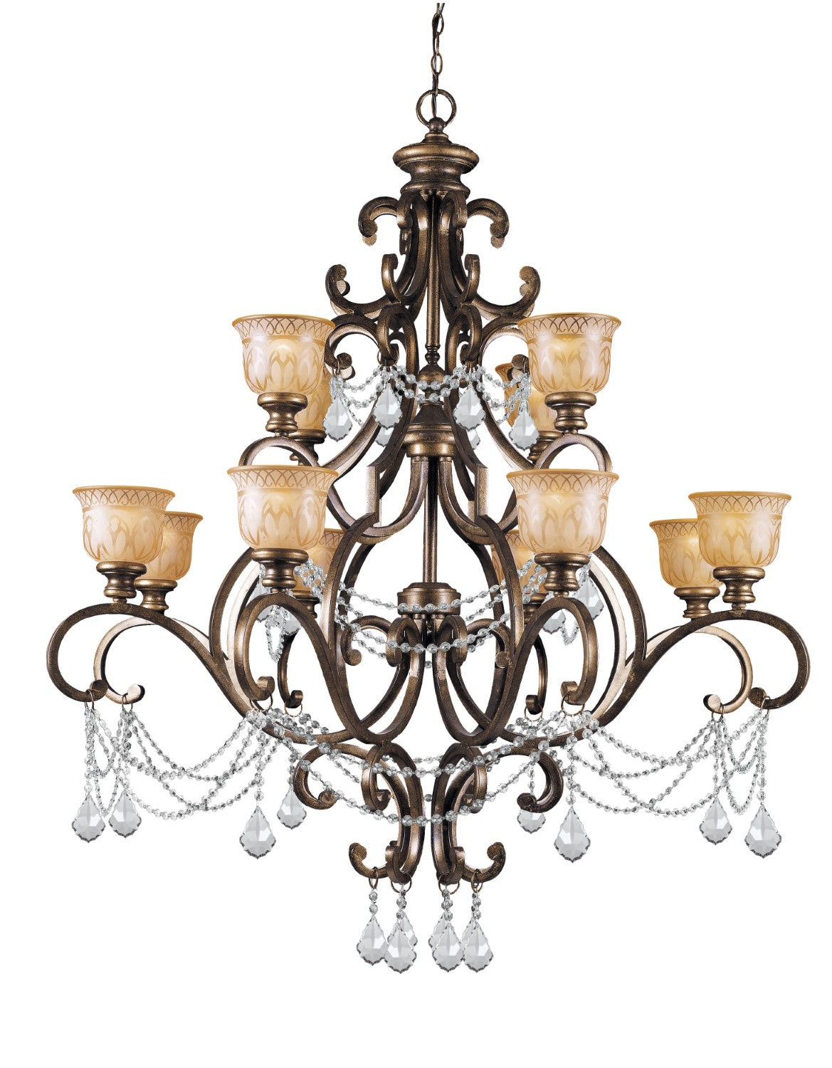 Crystorama 7512-BU-CL-S Norwalk 12 Light Swarovski Strass Crystal Chandelier - Bronze Umber