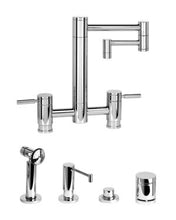 Load image into Gallery viewer, Waterstone 7600-12-4 Hunley Bridge Faucet - 12&quot; Articulated Spout 4pc. Suite