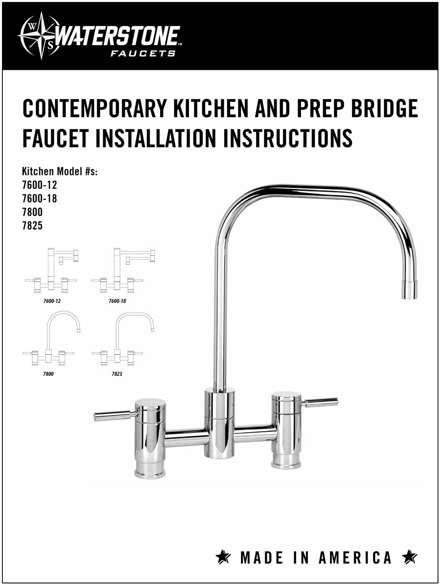 Waterstone 7600-18 Hunley Bridge Faucet - 18" Articulated Spout - Parent