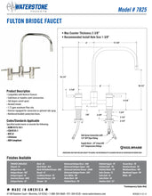 Load image into Gallery viewer, Waterstone 7825-4 Fulton Bridge Faucet 4Pc. Suite