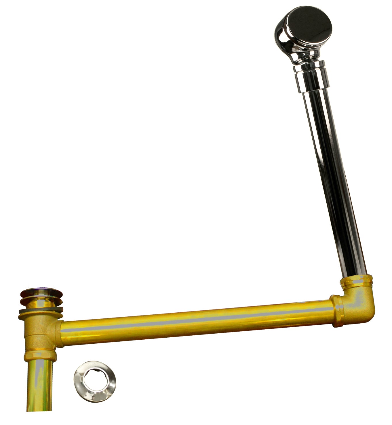 Westbrass 7932420BJHRDC Brass Direct Outlet Semi-Exposed Waste and Overflow with Ball Joint and Tip-Toe Drain