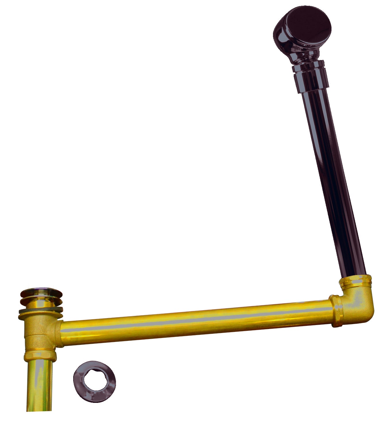 Westbrass 7932420BJHRDC Brass Direct Outlet Semi-Exposed Waste and Overflow with Ball Joint and Tip-Toe Drain