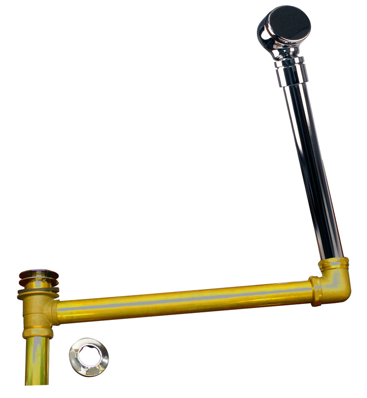 Westbrass 7932420BJHRDC Brass Direct Outlet Semi-Exposed Waste and Overflow with Ball Joint and Tip-Toe Drain