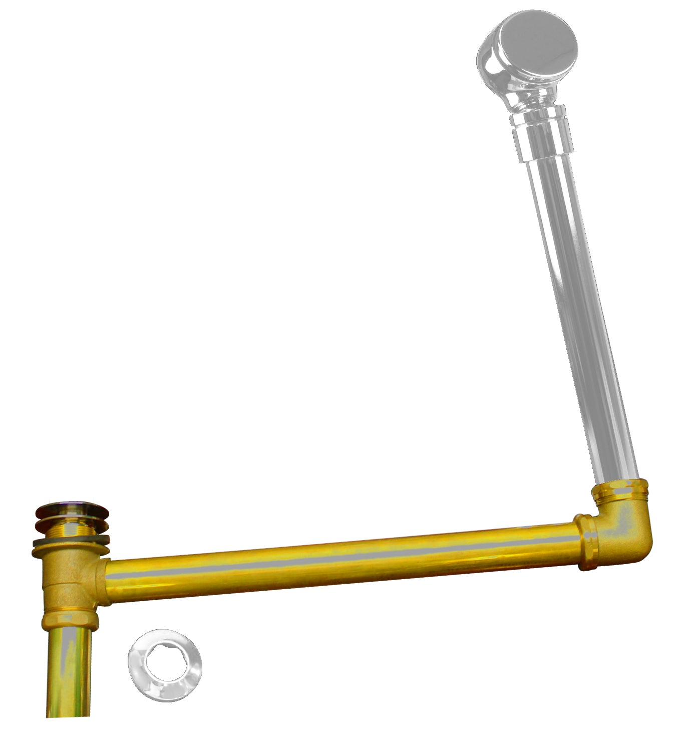 Westbrass 7932420BJHRDC Brass Direct Outlet Semi-Exposed Waste and Overflow with Ball Joint and Tip-Toe Drain