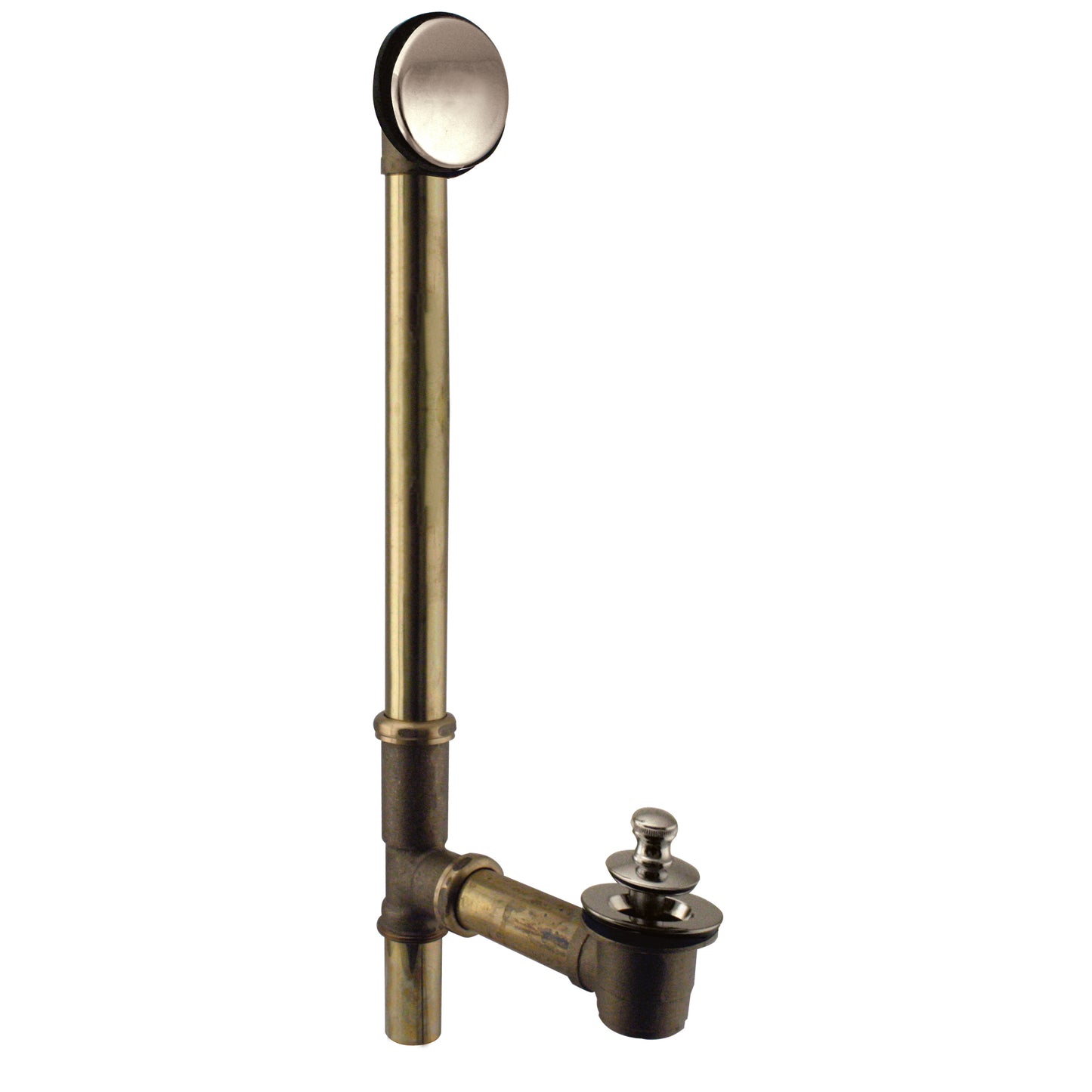 Westbrass 7941817H Illusionary Lift and Turn Bath Waste and Overflow with 17 gauge Brass Tubes and Cast Brass Tee and Elbows