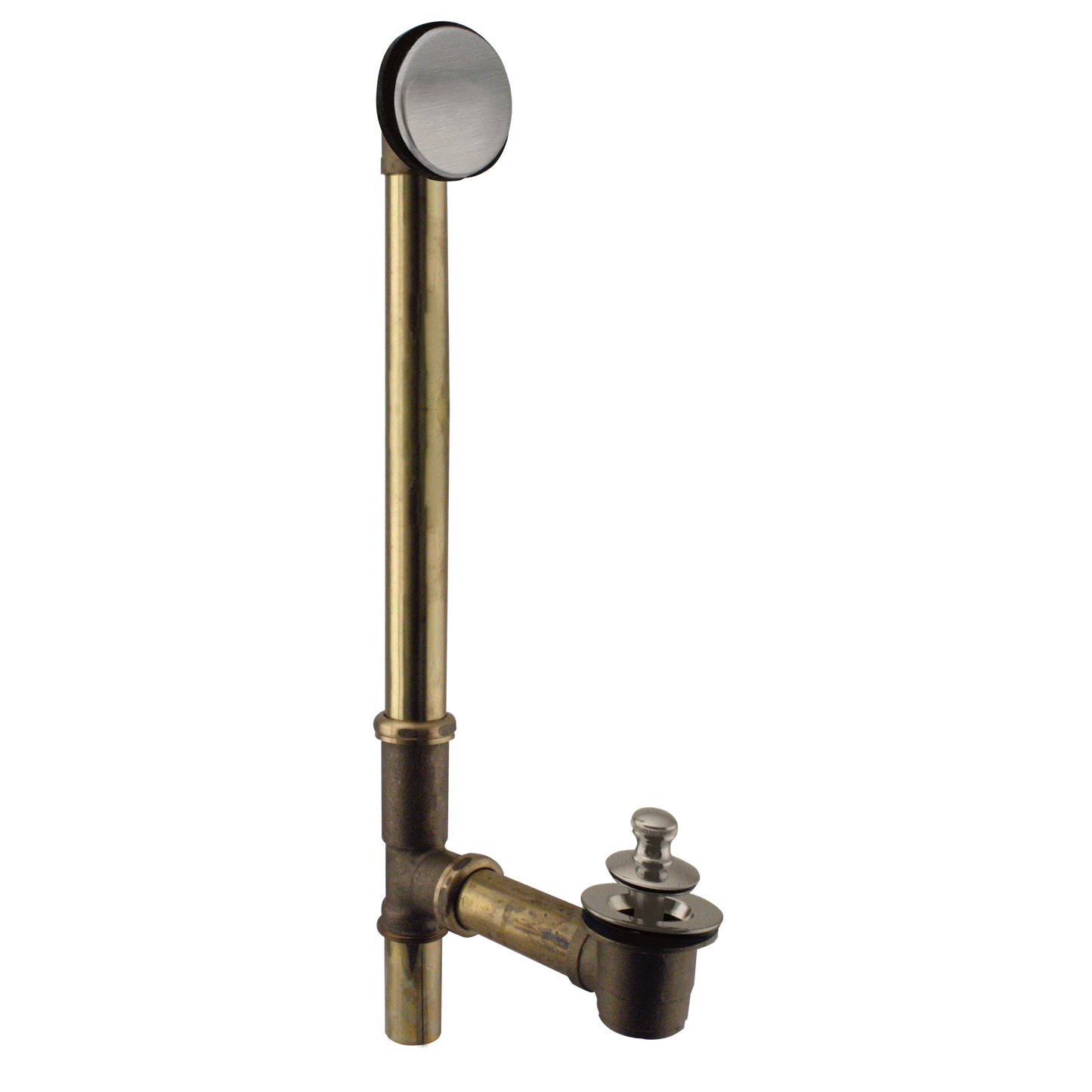 Westbrass 7941817H Illusionary Lift and Turn Bath Waste and Overflow with 17 gauge Brass Tubes and Cast Brass Tee and Elbows