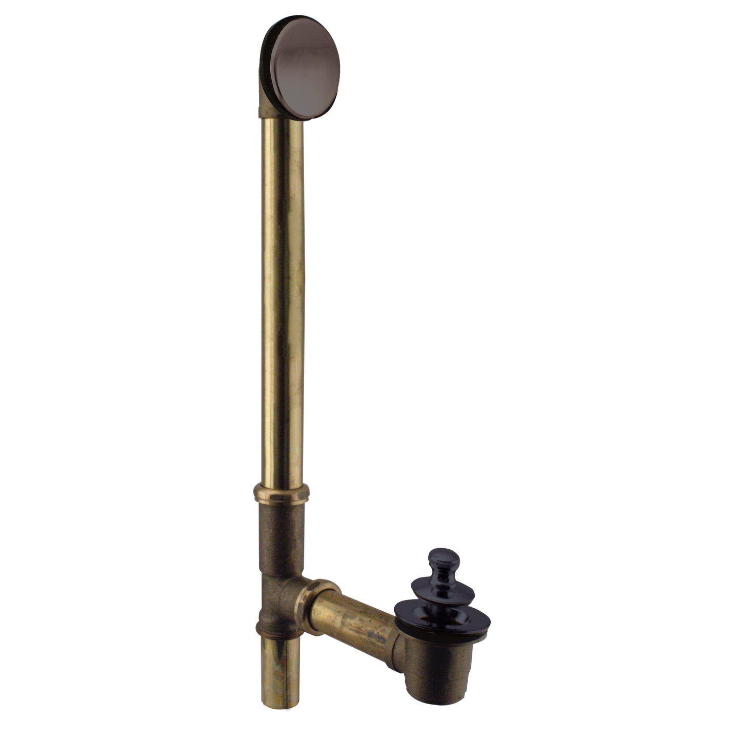Westbrass 7941817H Illusionary Lift and Turn Bath Waste and Overflow with 17 gauge Brass Tubes and Cast Brass Tee and Elbows