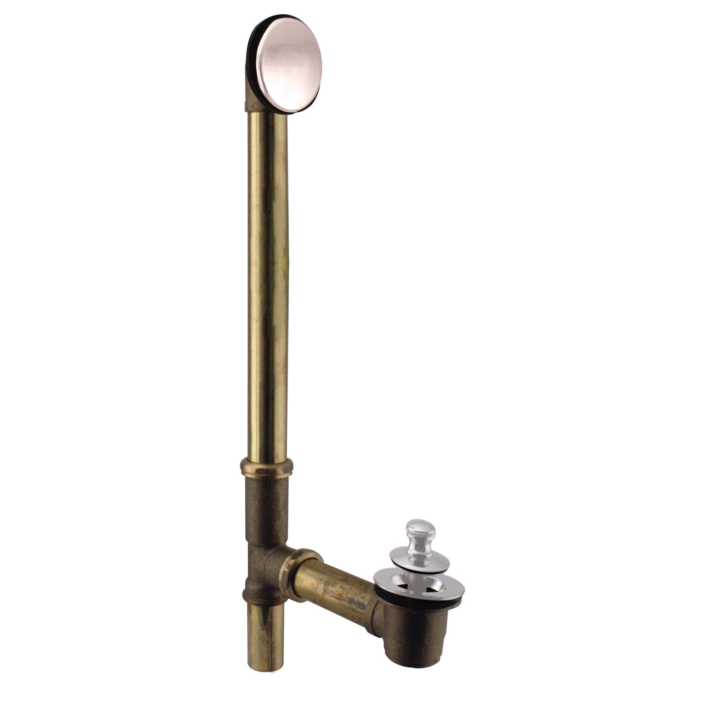 Westbrass 7941817H Illusionary Lift and Turn Bath Waste and Overflow with 17 gauge Brass Tubes and Cast Brass Tee and Elbows