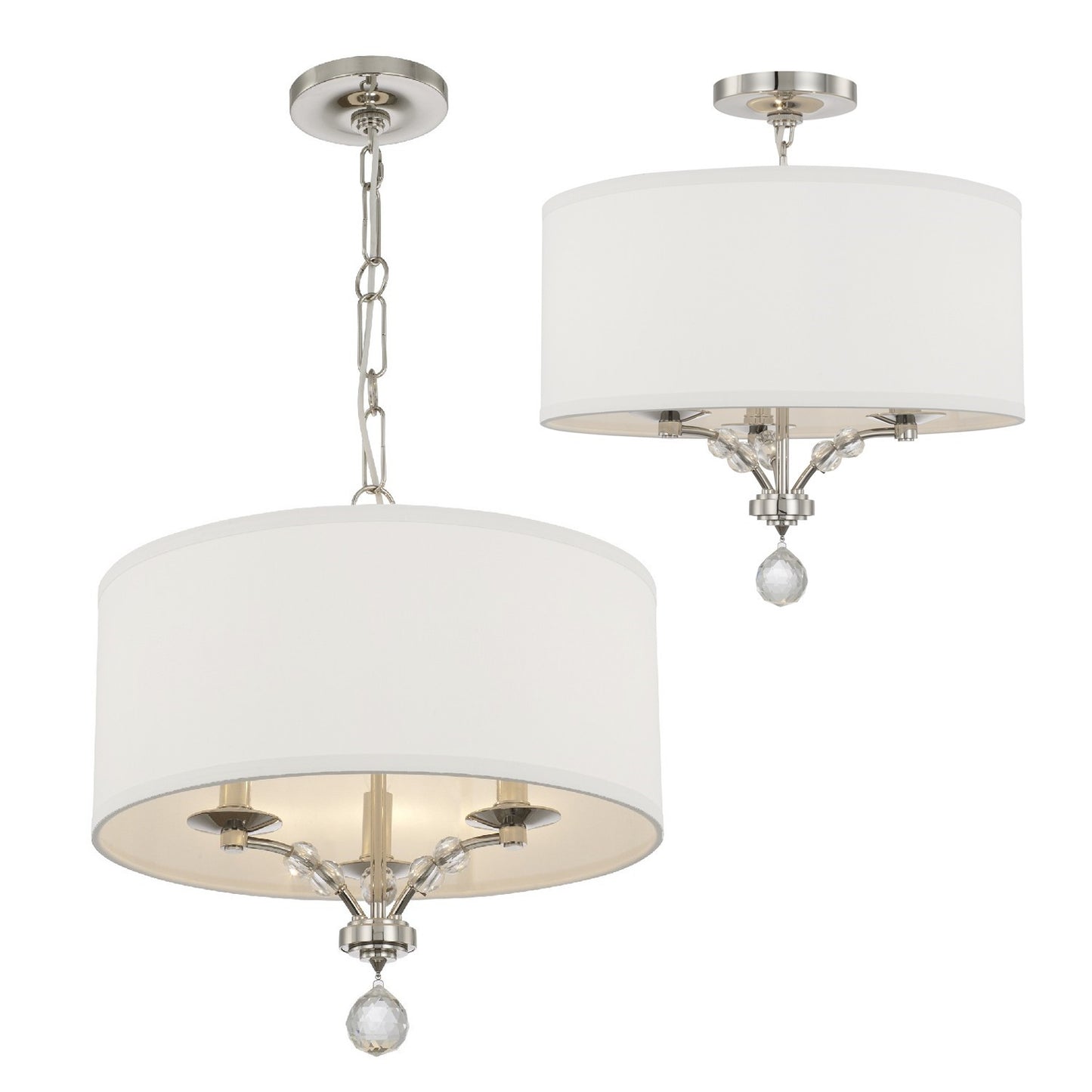 Crystorama 8005-PN Mirage 3 Light Mini Chandelier - Polished Nickel