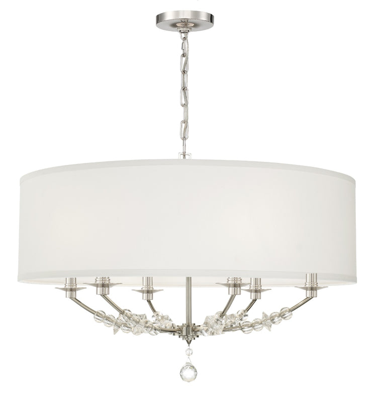 Crystorama 8006-PN Mirage 6 Light Drum Shade Chandelier - Polished Nickel