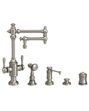 Waterstone 8010-12-4 Towson Two Handle Kitchen Faucet - 12" Articulated Spout 4pc. Suite