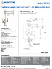 Load image into Gallery viewer, Waterstone 8010-12-4 Towson Two Handle Kitchen Faucet - 12&quot; Articulated Spout 4pc. Suite