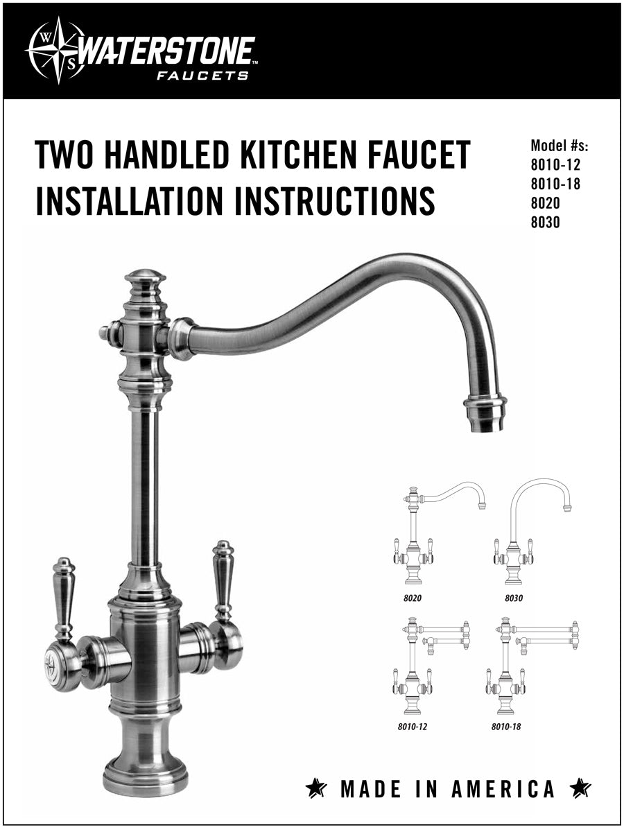 Waterstone 8010-18 Towson Two Handle Kitchen Faucet - 18" Articulated Spout - Parent