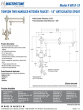 Load image into Gallery viewer, Waterstone 8010-18-4 Towson Two Handle Kitchen Faucet - 18&quot; Articulated Spout 4pc. Suite
