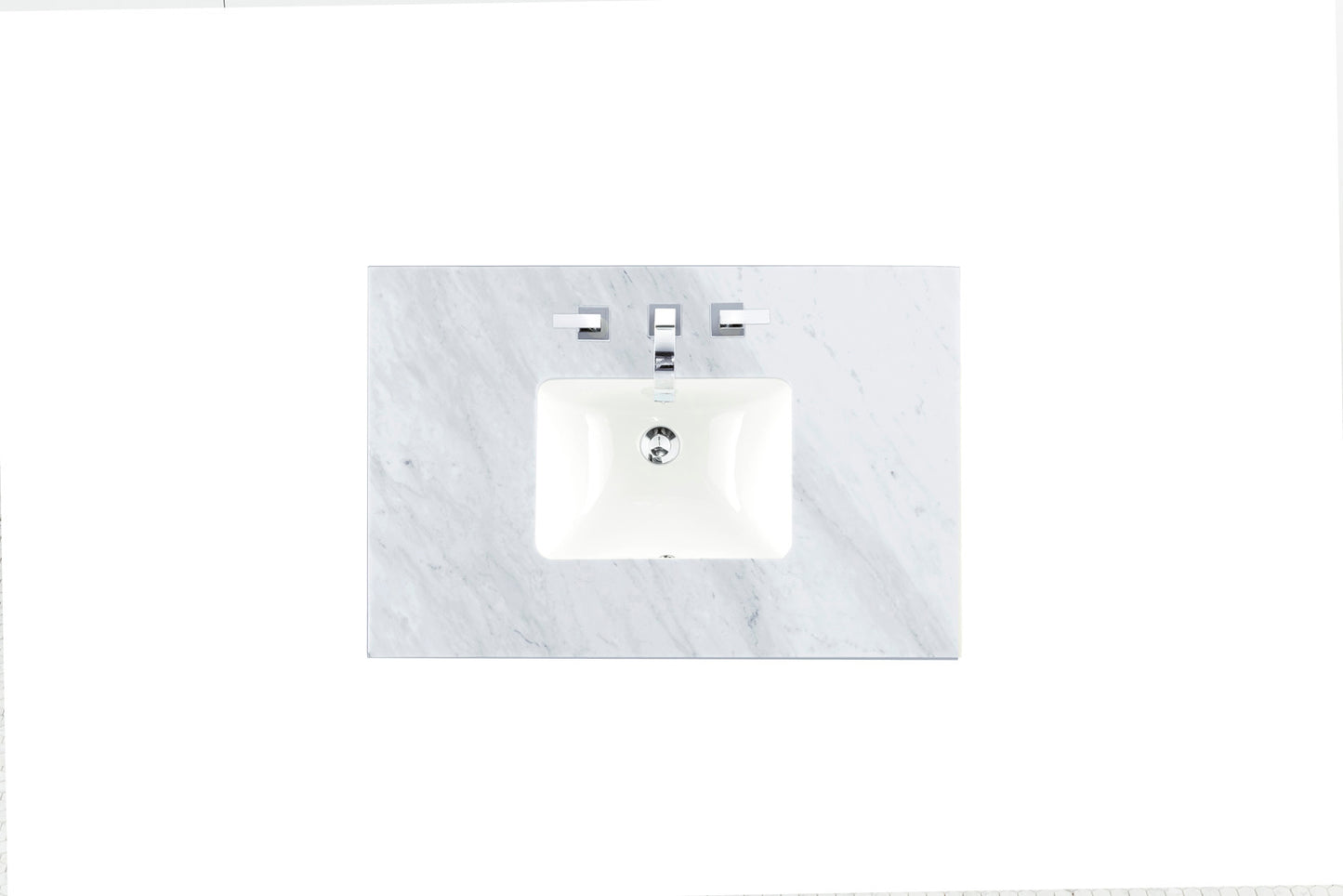 James Martin 090-S36-CAR-SNK 36" Single 3 CM Top, Carrara White With Sink