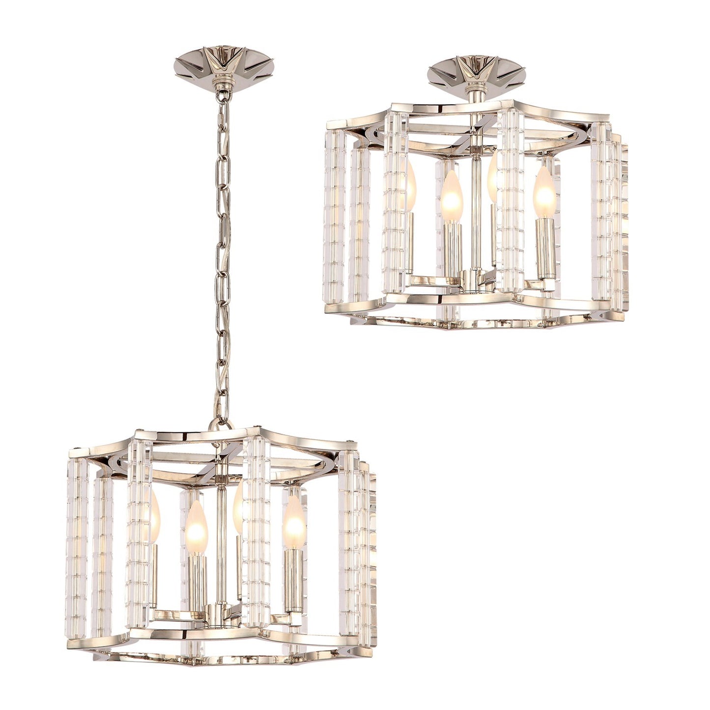 Crystorama 8854-PN_CEILING Carson 4 Light Convertible Ceiling Mount - Polished Nickel