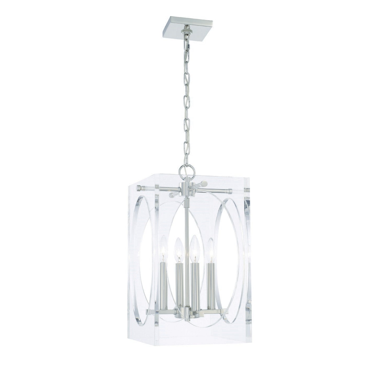 Crystorama 8874-PN Drake 4 Light Chandelier - Polished Nickel